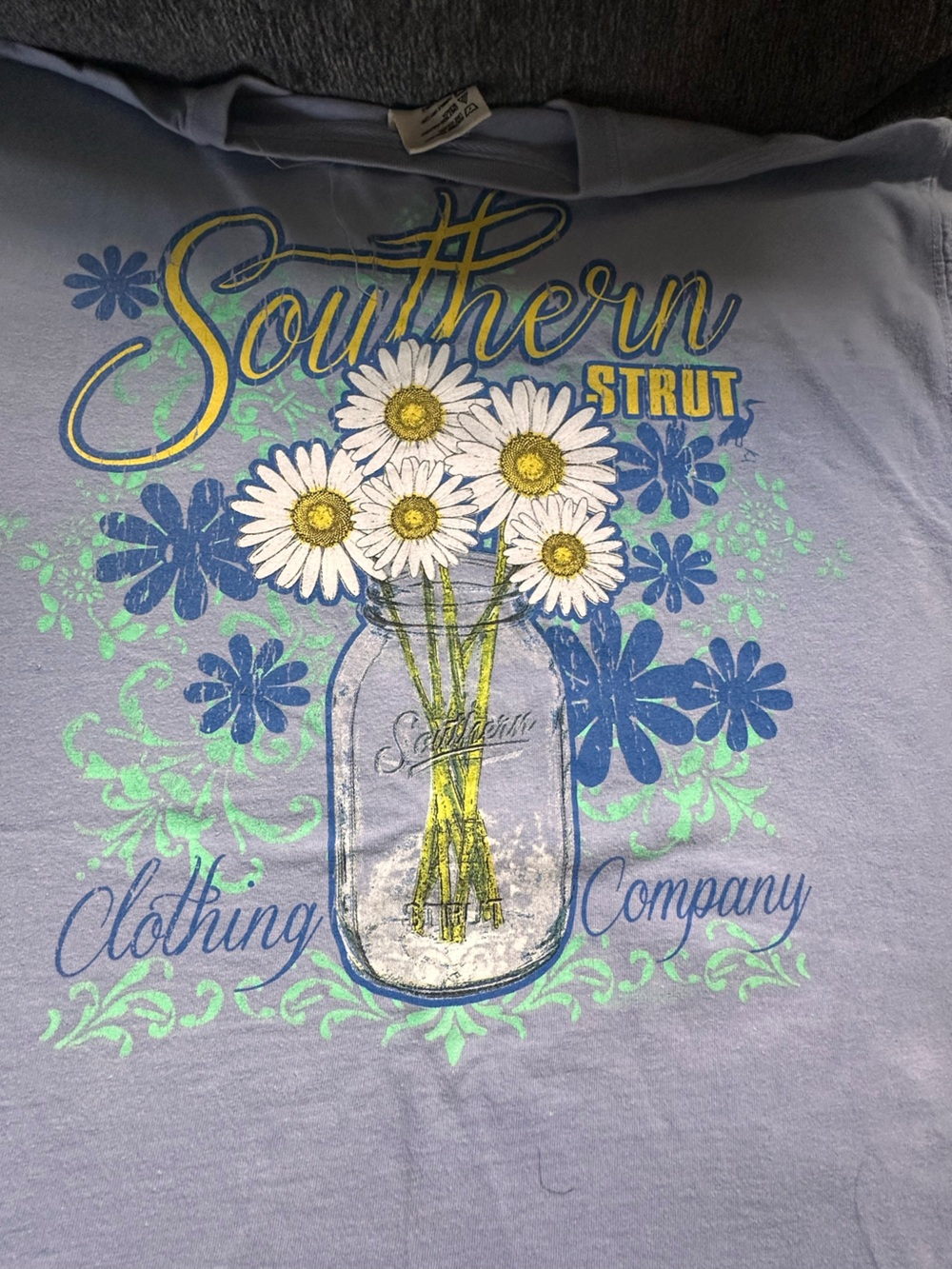 Daisy Mason Jar Graphic Tee - Dusty Blue